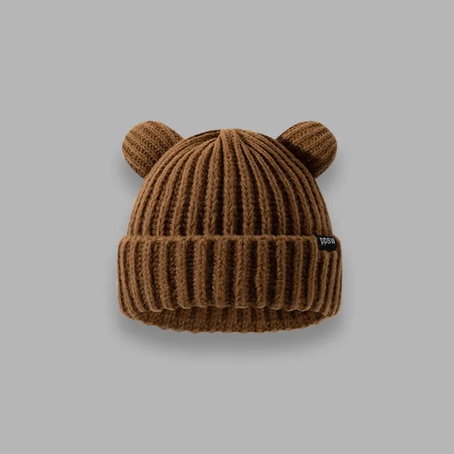 Cute Little Bear Ears Large Edition Loose Wool Hat Coffee - Shop at LoveMi