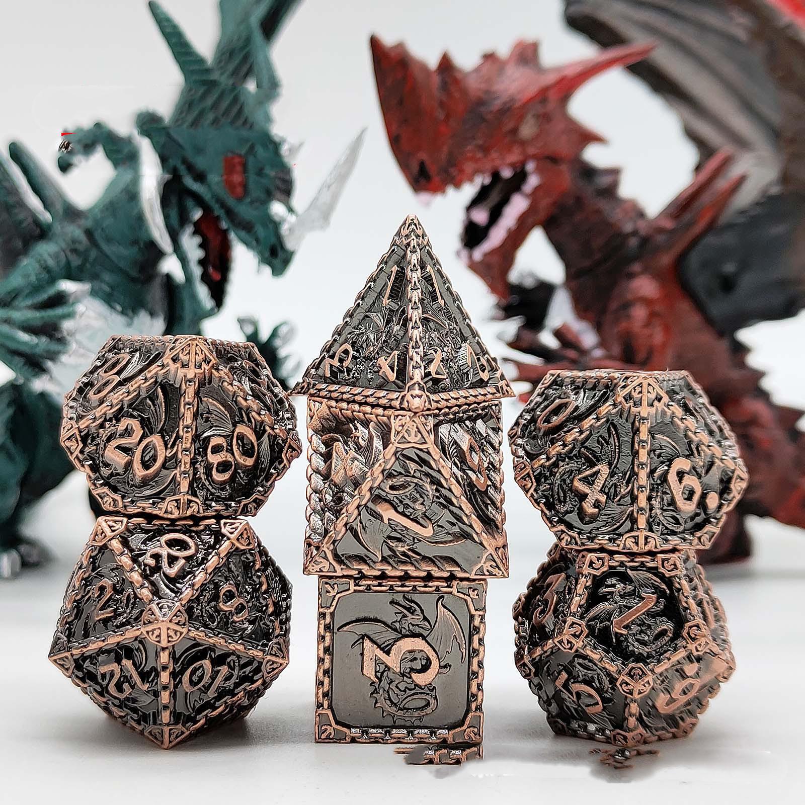 Metal Dice Set TRPG Multifaceted 7 Board Game (Colorful)