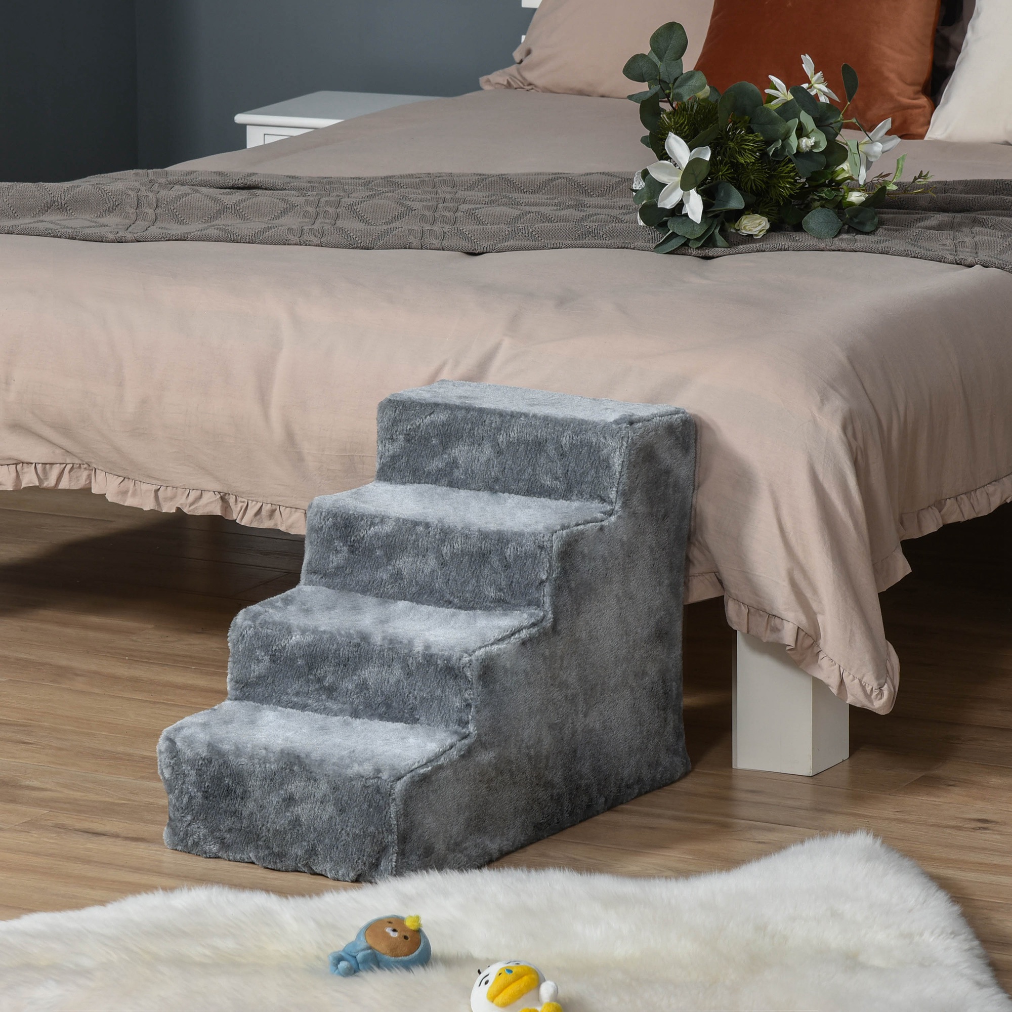 Four-Step Dog Stairs, With Washable Plush Cover, For High Bed Sofa, Small — image 7