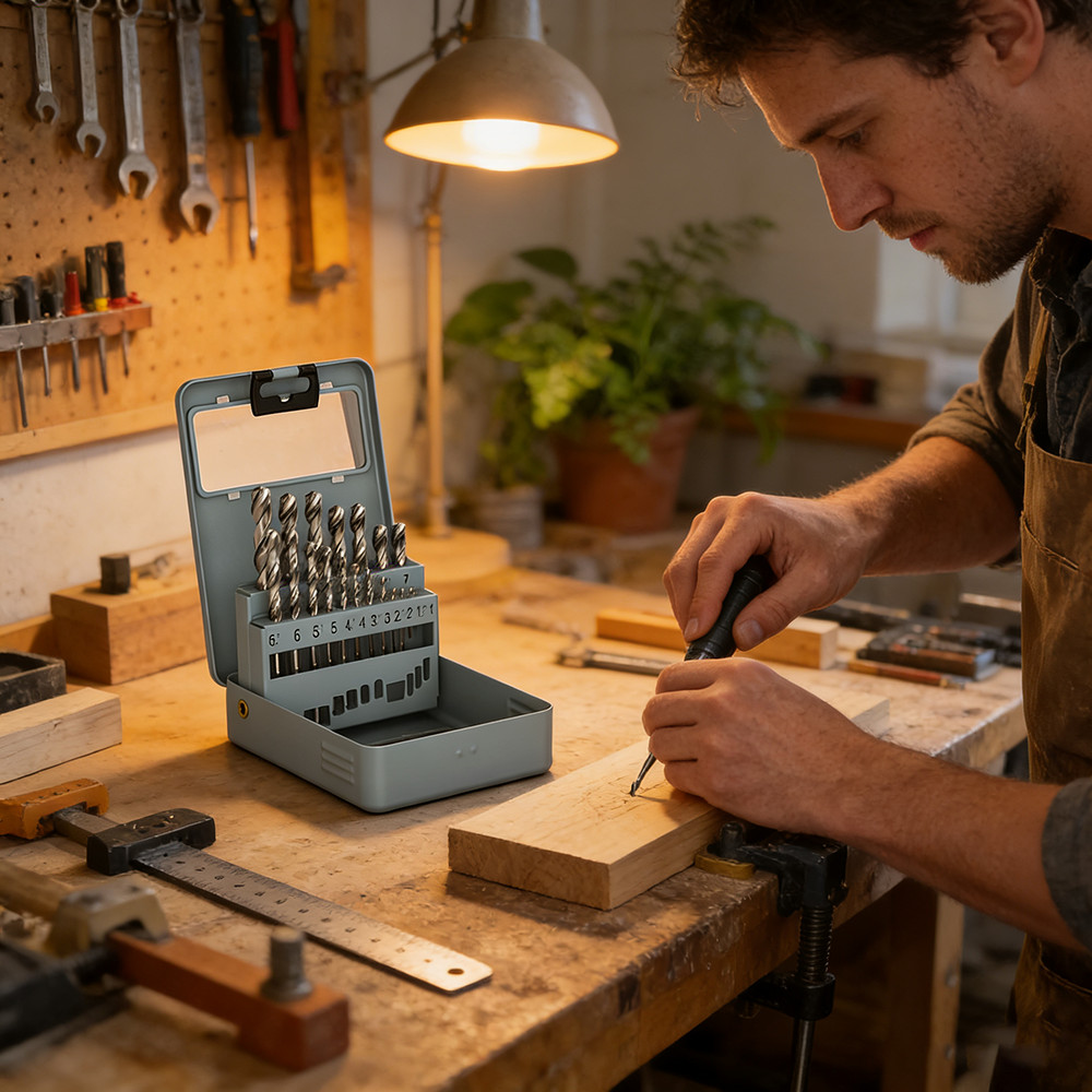 19Pcs HSS Drill Bit Set For Metal, Wood, Plastic With Case 1mm-10mm Bits Hi-Spec