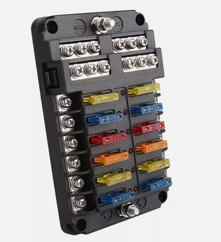 12 Way Blade Fuse Box Block & Auto Marine FuseBox Holder 12V24V Bus Bar Car Kit — image 5