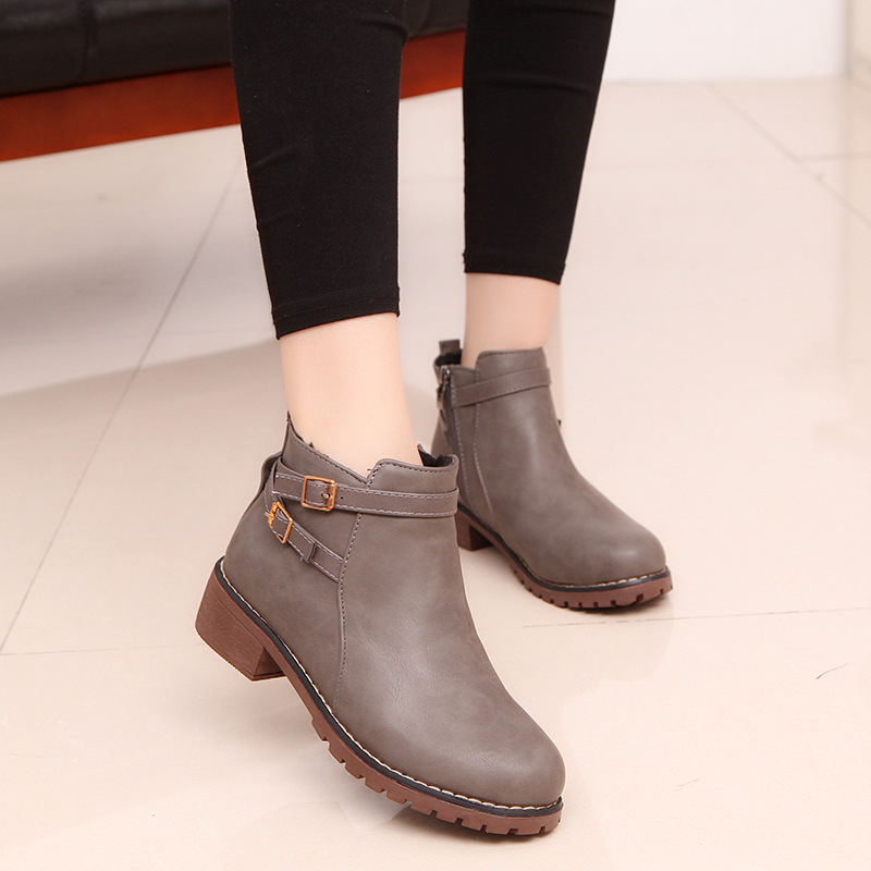 Title 2, Martin boots with round toe warm leather boots