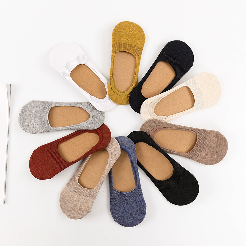 Female Shallow Mouth Invisible 10 Colors Cotton Silicone Socks