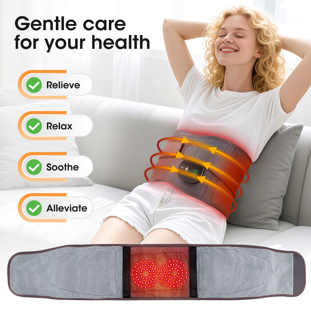 Electric Infrared Heated Waist Belt Vibration Massage For Lower Back Pain Relief — image 4