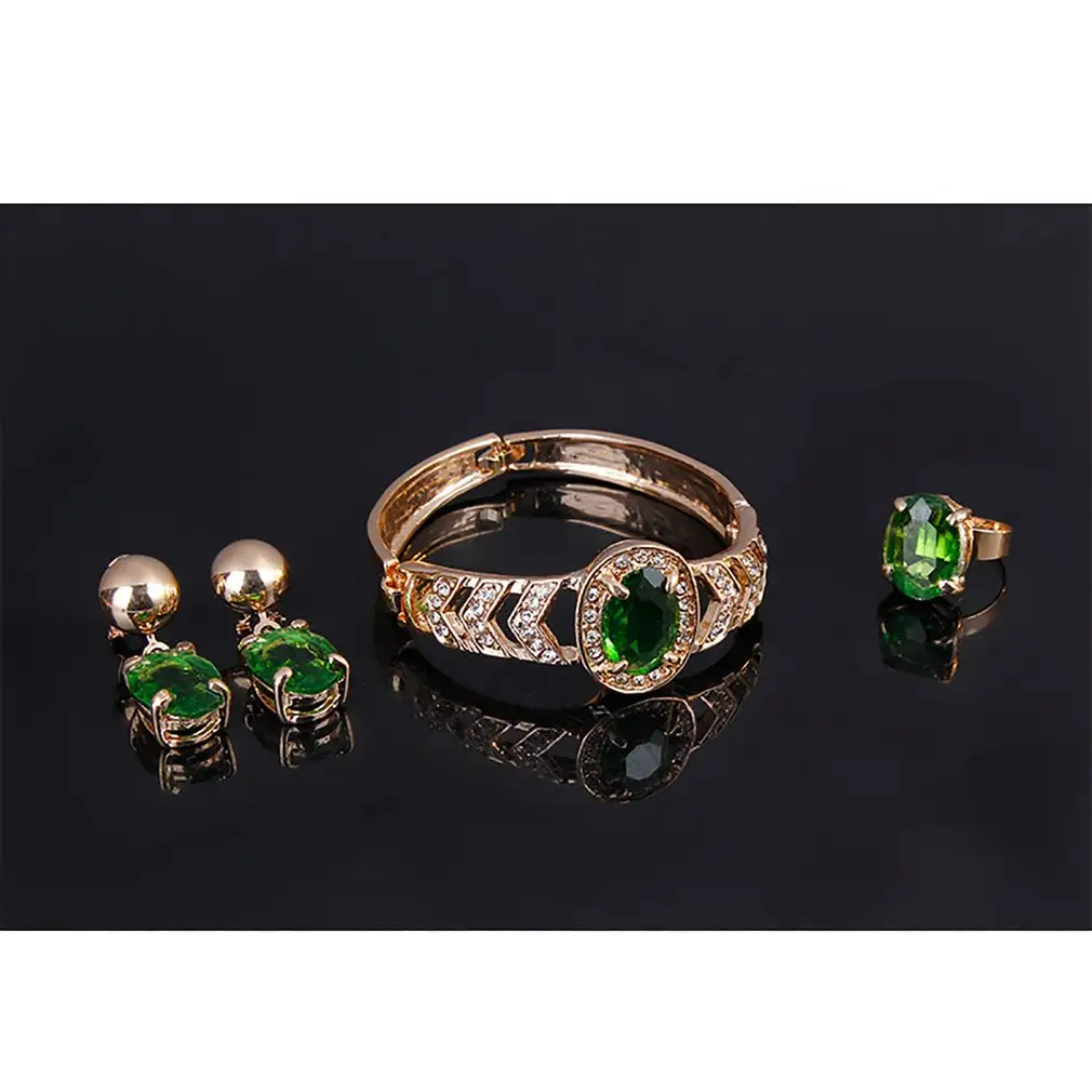 Wedding Accessories Four-piece Set, Necklace, Earrings, Bracelet, Ring Set
