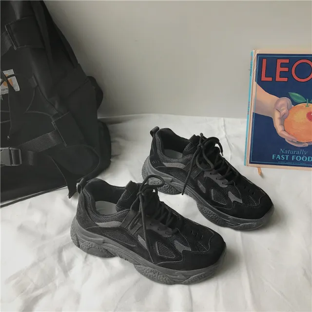 Students' Thick soled Street Shooting Casual Sneakers Black - Shop at LoveMi