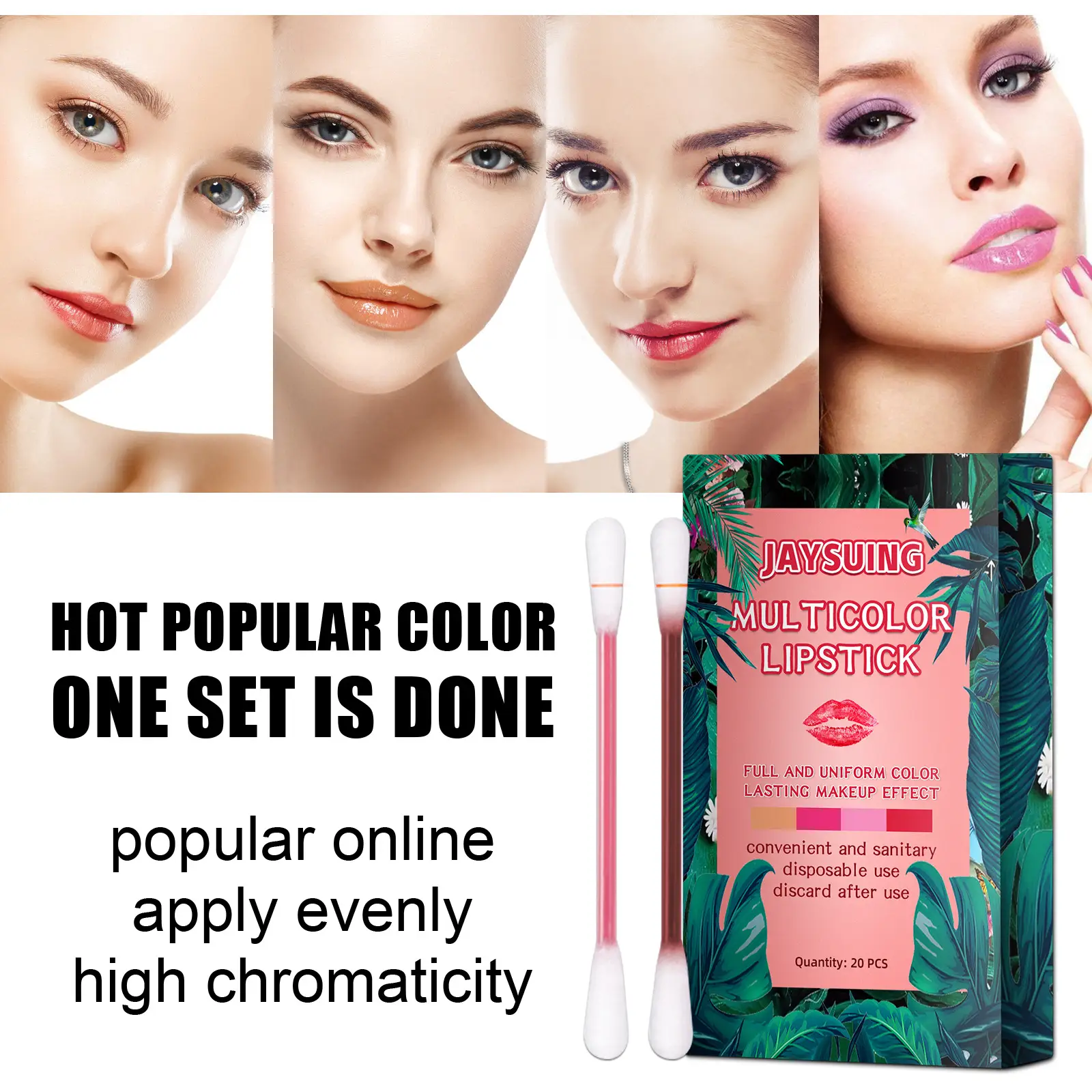 Cotton Swab Lipstick Lip Gloss Ladies Durable Matte Cigarette Box Portable Creative Non Fading Lip Glaze