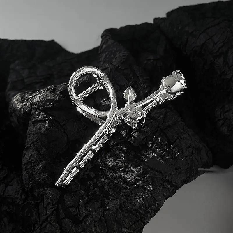 Women's Summer Back Head Rose Alloy Hairpin - Silver
