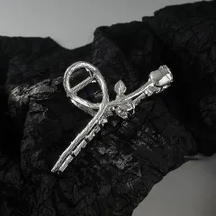 Women's Summer Back Head Rose Alloy Hairpin - Silver - View 1