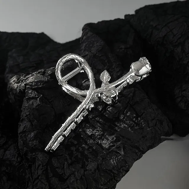 Women's Summer Back Head Rose Alloy Hairpin Silver - Shop at LoveMi
