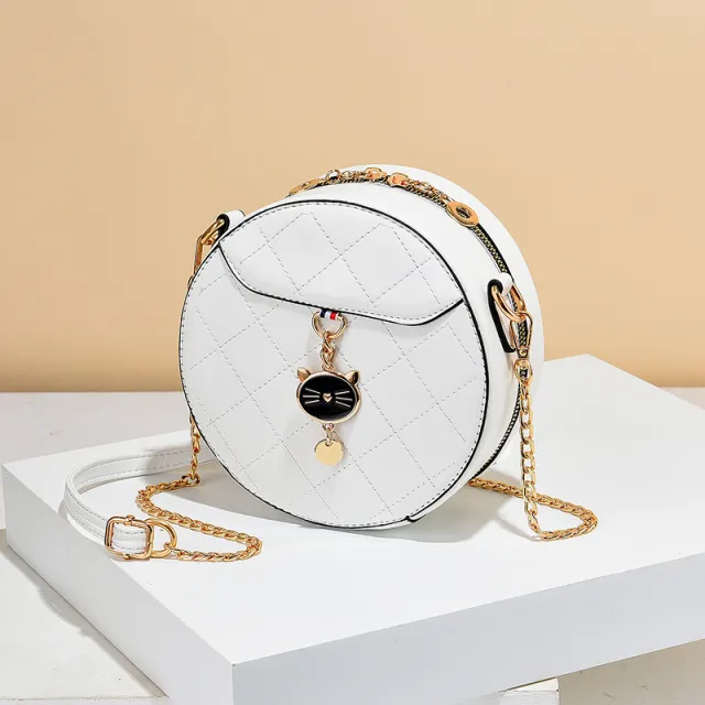 Ladies Small Round Bag Shoulder Messenger Bag White - Shop at LoveMi