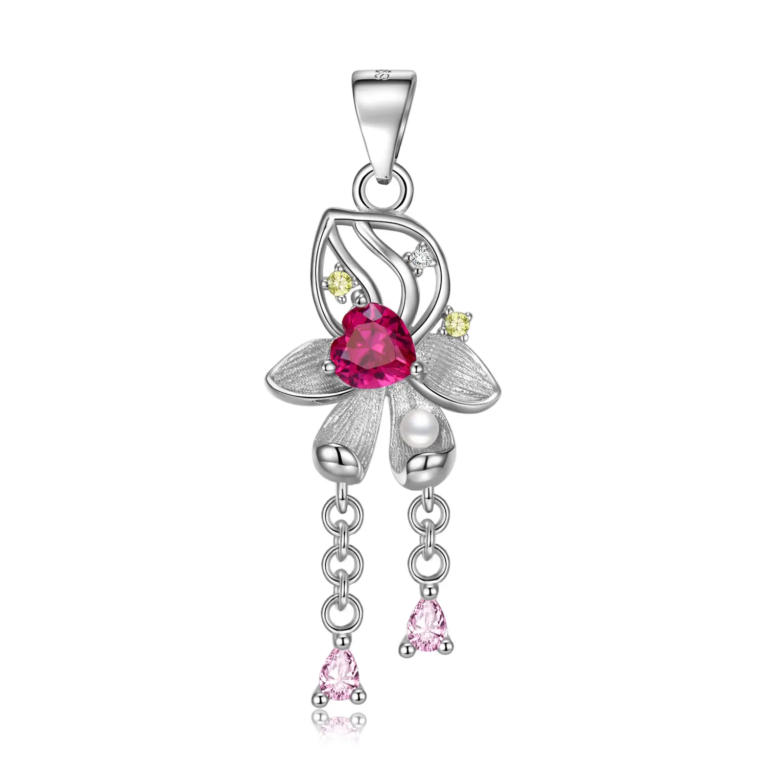 Women's Sterling Silver December Flower Story Necklace Pendant