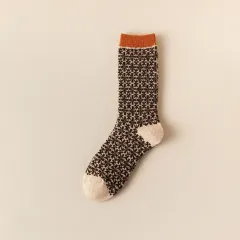 Women's Personalized Fashion Wool Warm Socks - Coffee Geometry - View 1