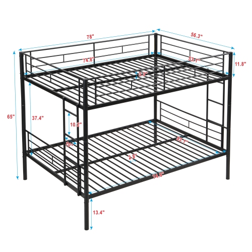 Full Over Full With Trundle Metal Bunk Bed view 12
