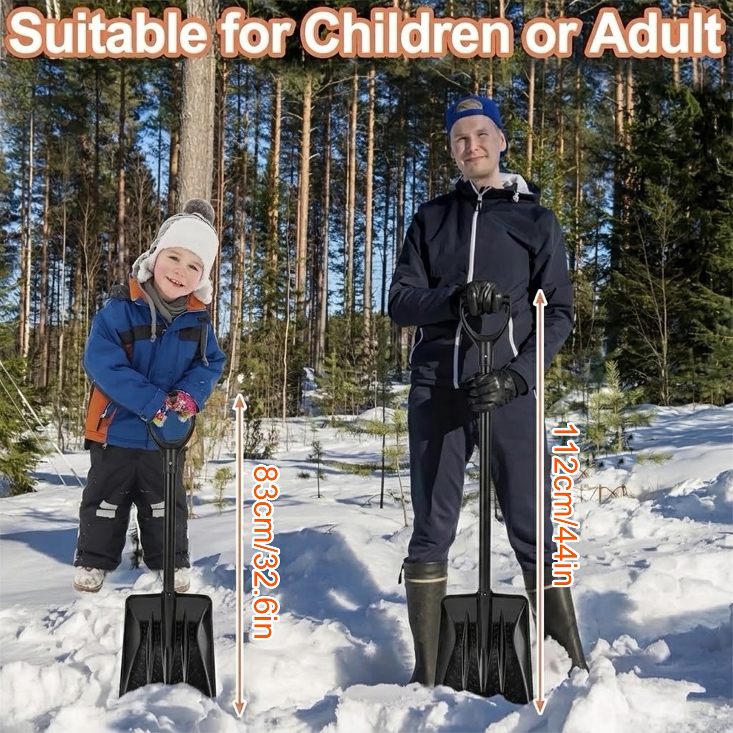 Portable Telescope Snow Shovel With Non-Slip, Removable Handle & Thickened Blade