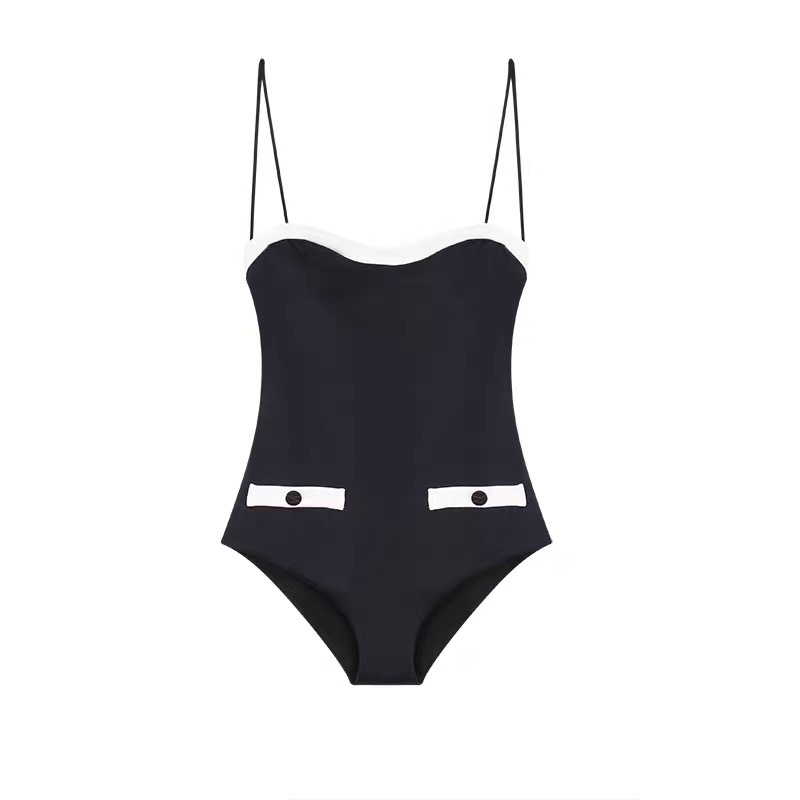 Fashion Black And White Contrast Hot Spring Swimwear