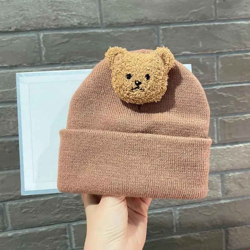 Ins Baby Wool Hat Little Bear Cute Knitted Hat - Coffee