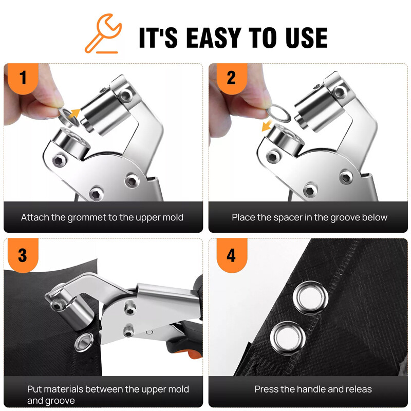 Grommet Tool Kit 10mm Metal Eyelet Pliers Hole Punch Tool For Leather Tarpaulins 4