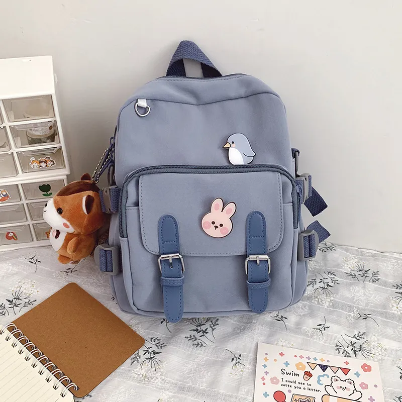 Female Soft Girl Japanese Primary School Student Large-capacity Backpack - Blue