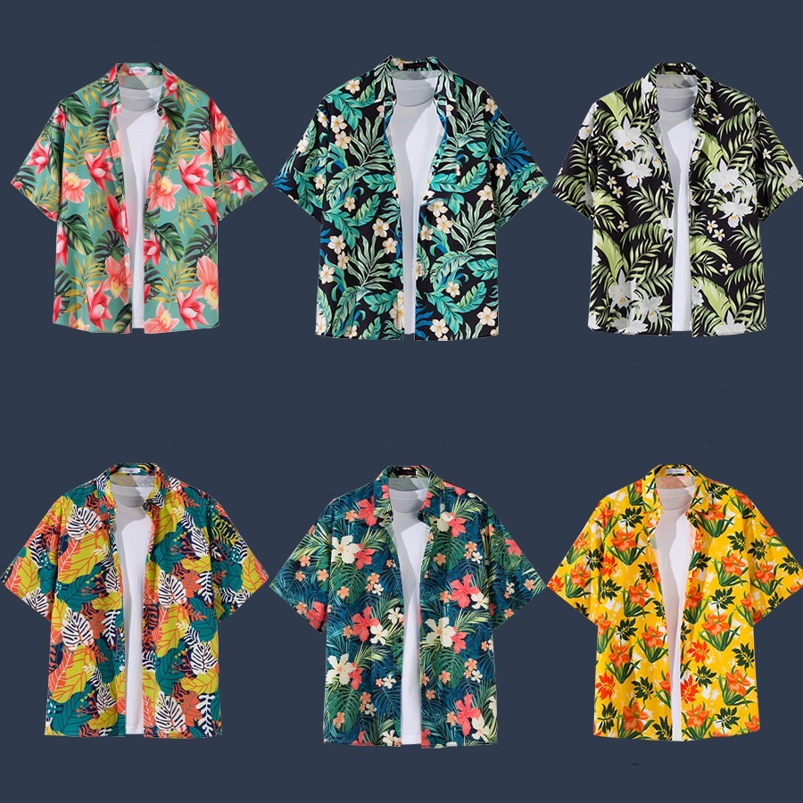 Title 21, Hawaiian Beach Flower Shirt Short Sleeve Mens ...