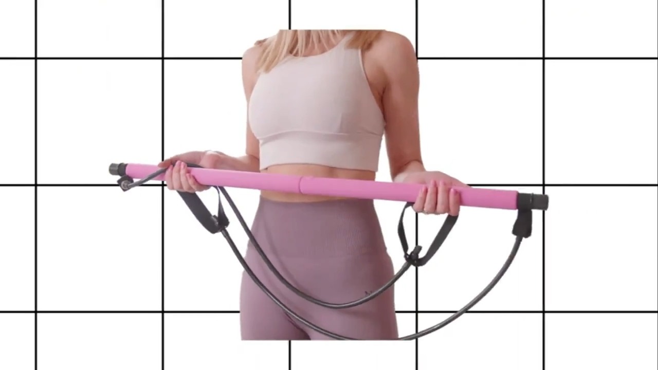 Pilates Bar Kit With 6 Resistance Bands Home Gym Fitness Training Workout Set