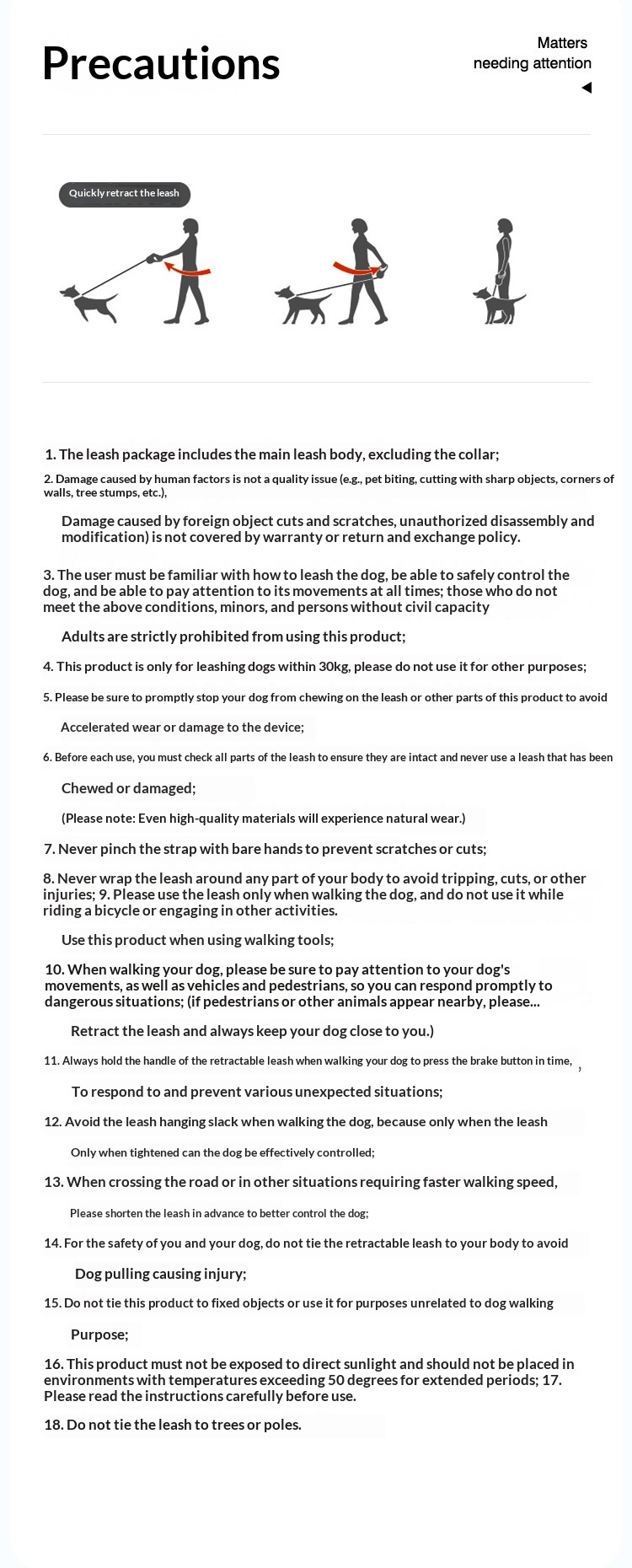 Retractable Dog Leash  Shock-Absorbing Design For Large DogsDurable Extendable Leash For Walking detail photo 3