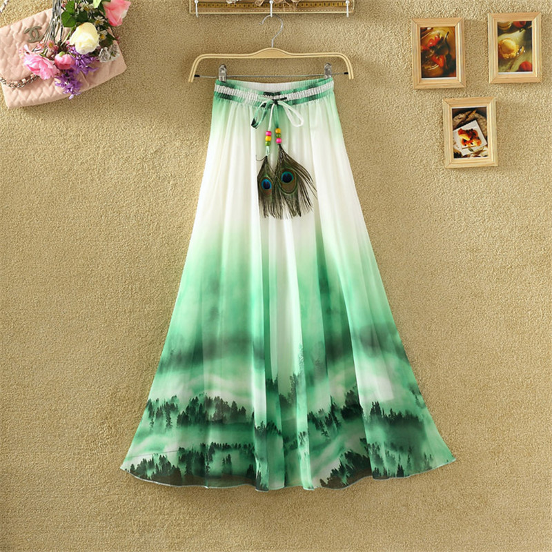 Title 2, National Printed Chiffon Skirt Lightweight and ...