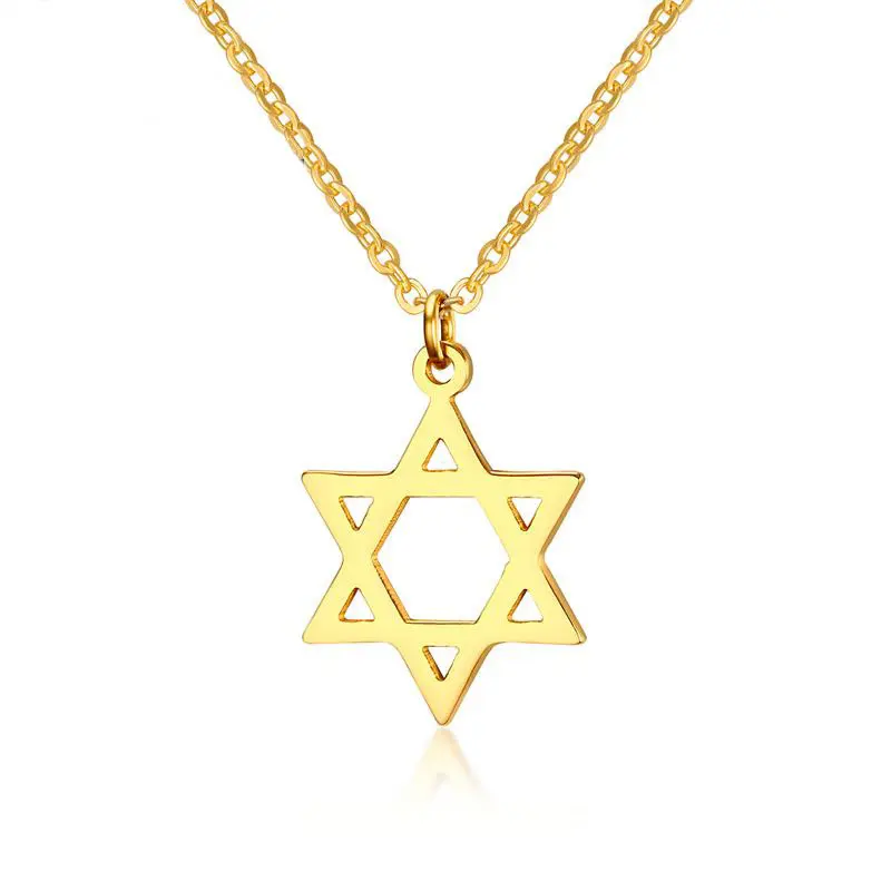 Titanium Steel Six-pointed Star Necklace Gold