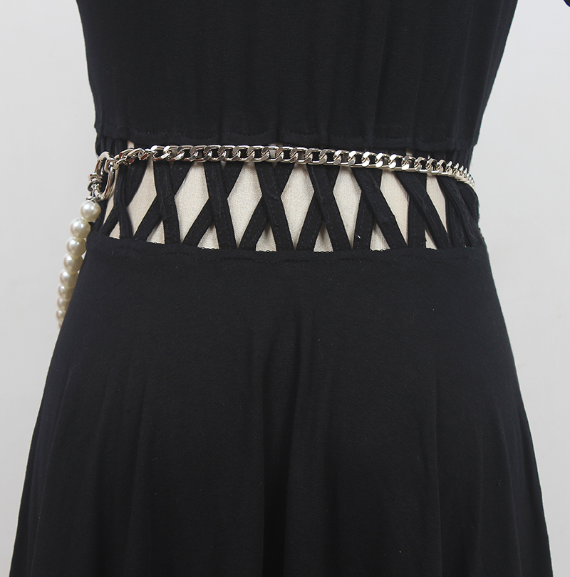 Fashion All-match Pearl Waist Chain Decoration Dress With Skirt Thin Belt Accessories