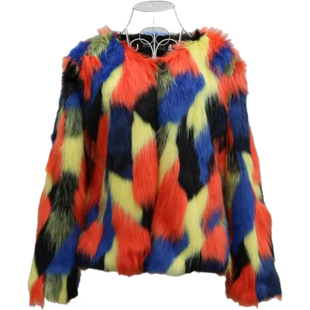 Ladies Fashion New Faux Fox Fur Jacket Colorful - Shop at LoveMi