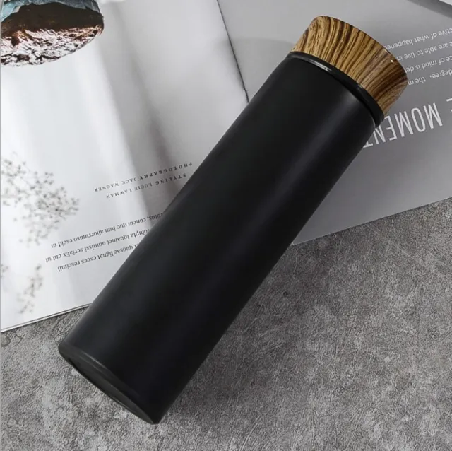 Stainless Steel Wood Grain Insulation Cup Black - Shop at LoveMi