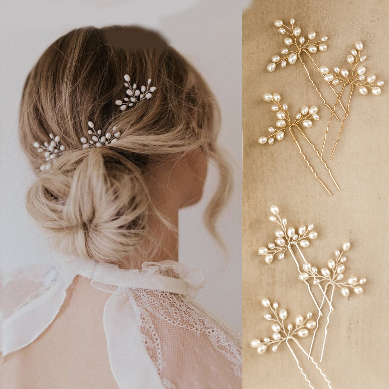 Handmade Pearl Hair Fork Bride Simple And Beautiful