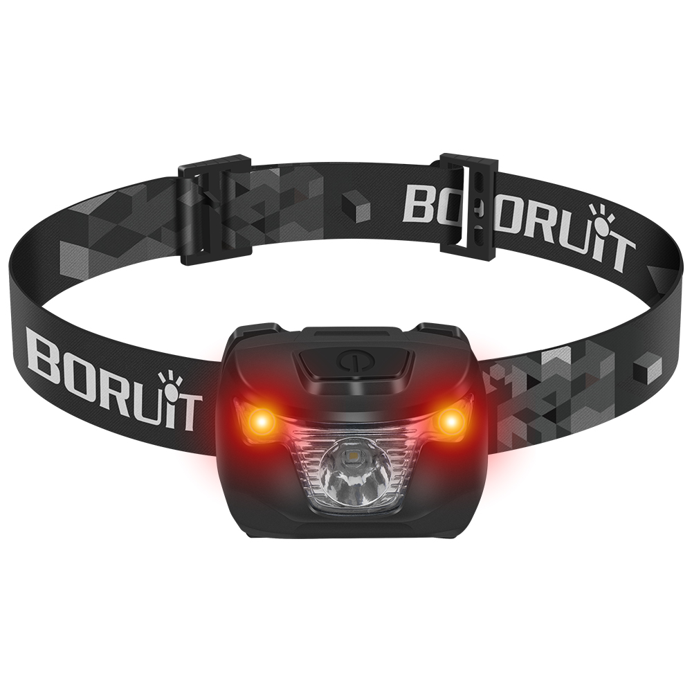 BORUiT BR01 White & Red LED Mini Headlamp 240LM 4-Mode Headlight Waterproof — image 3