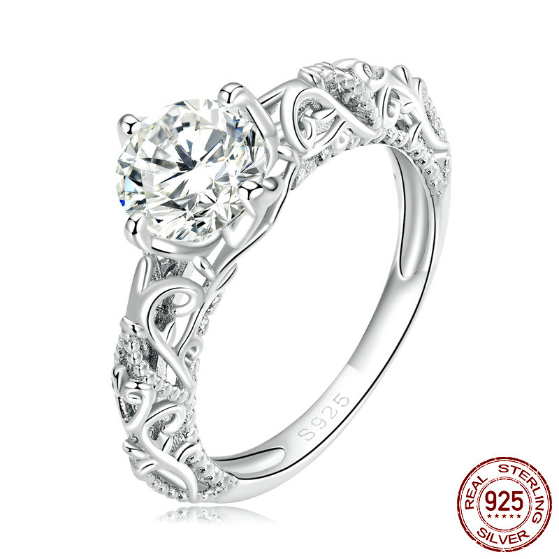 Title 6, Bague luxueuse motif zircon, plaqué or blanc, s...