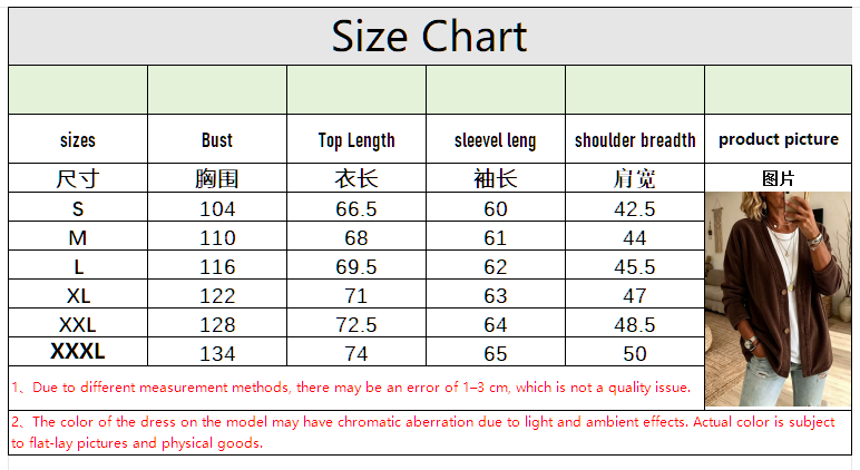 Women's Corduroy-Look Button-Front Cardigan - S to XXXL size chart