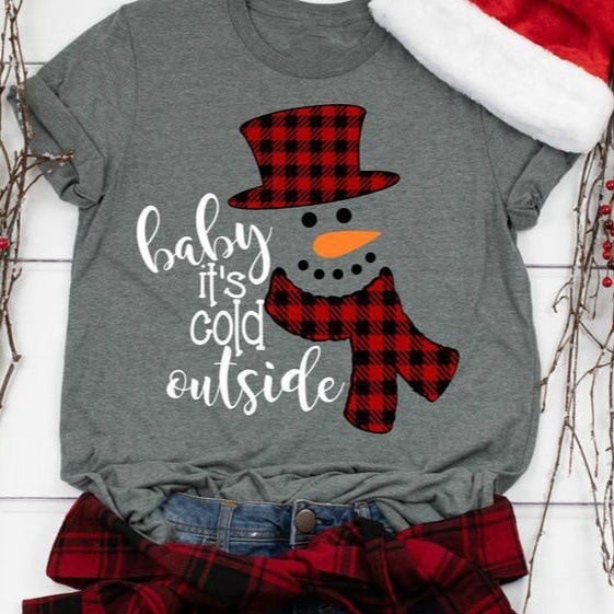 Title 3, Santa Snowman Print Short Sleeve T-shirt