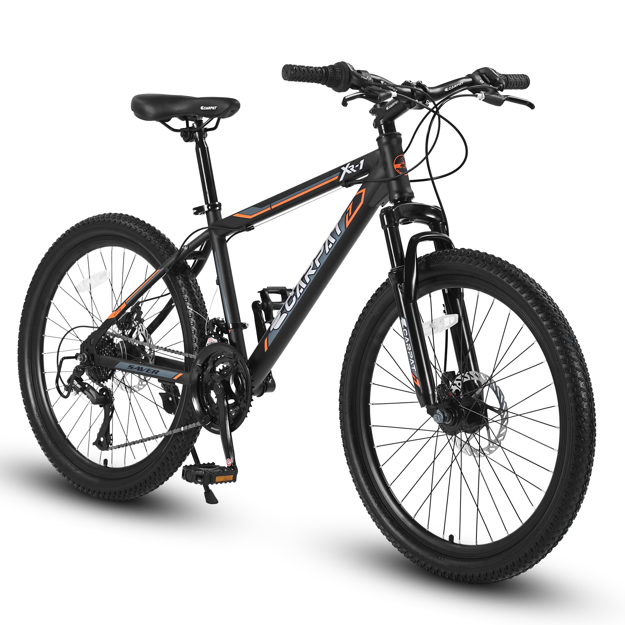 S24102 24 Inch Mountain Bike Boys Girls, Steel Frame, Shimano 21 Speed Mountain Bicycle With Daul Disc Brakes And Front Suspension MTB