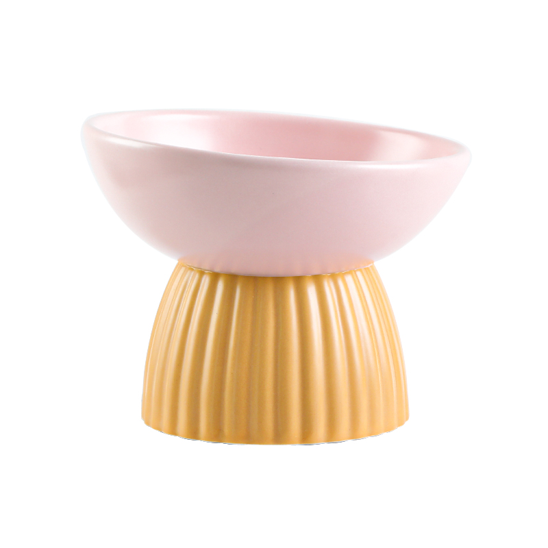 Ceramic Protection Cervical Vertebra Pet Bowl With High Vertical Pattern