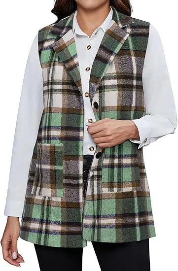 Plaid Waistcoat Green - Shop at LoveMi