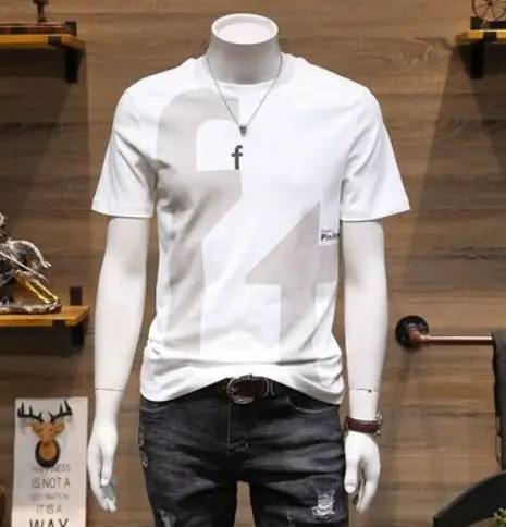 Short Sleeve T-Shirt Men's Top Slim Round Neck Trend