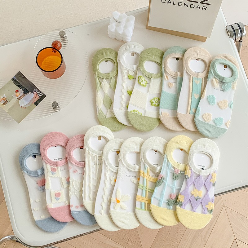 15 زوجًا من جوارب الكريستال الشبكية الخفية للنساء