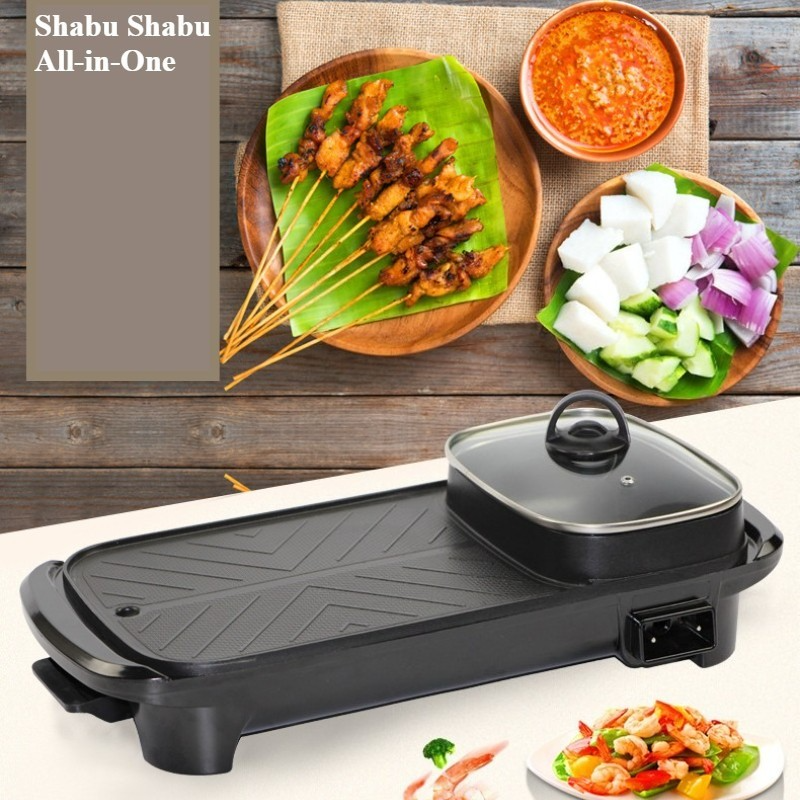 2-in-1 Electric Hot Pot & Teppanyaki Grill