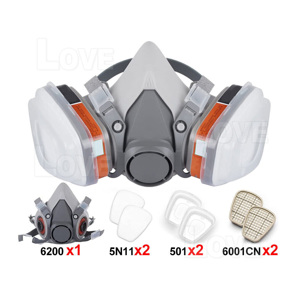 7 IN 1 Gas Mask Full Face Respirator Paint Spray Chemical Facepiece Safety NEW