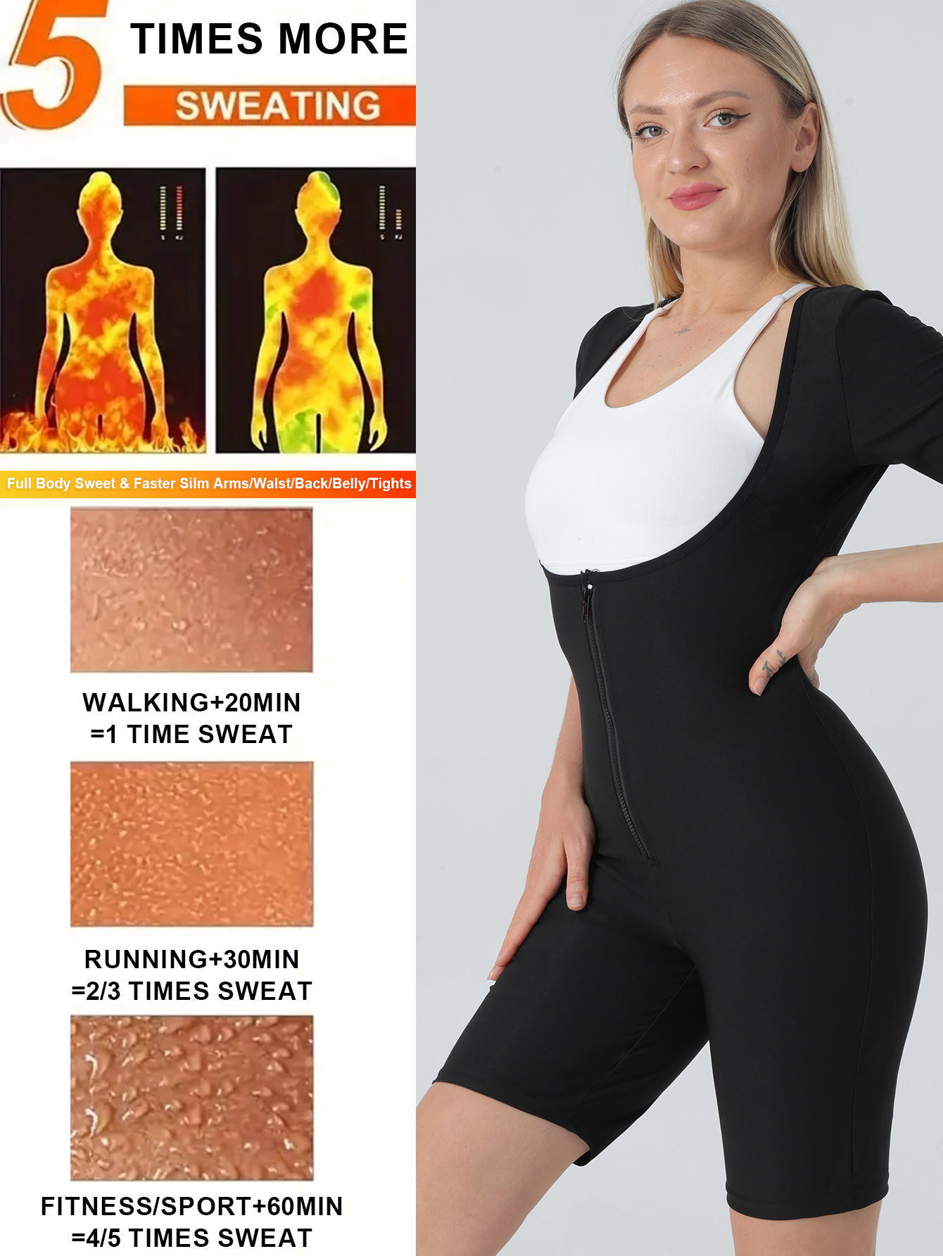 Sauna Suit Romper For Women Slimming Waist Trainer Vest 3 In 1 Sliming Full Body Shaper Gym Workout Top With Short Sleeve 4