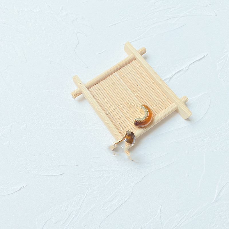 S925 Silver Needle Simple C Type Resin Vintage Style Tortoiseshell Earrings