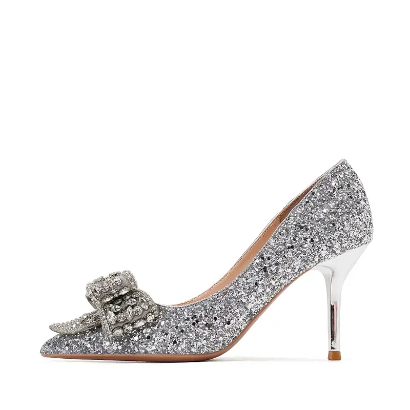 Sequin Rhinestone Bowknot Stiletto Pumps