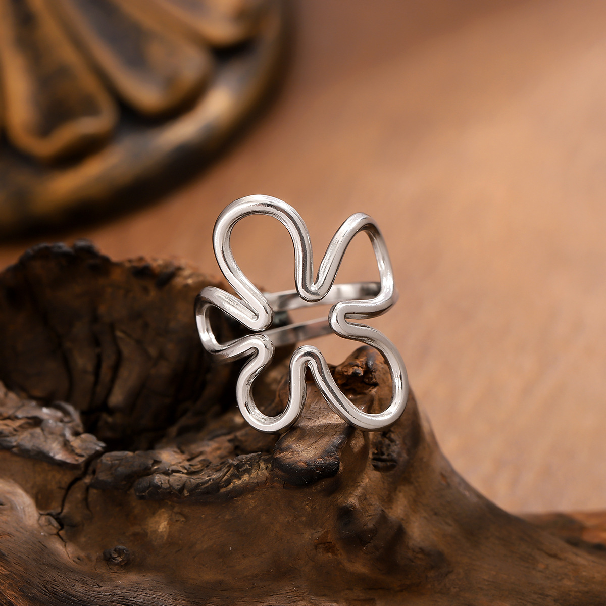 Stainless Steel Irregular Butterfly Line Ring, Light Luxury For Women, Anti Fade, Stylish... thumbnail 3