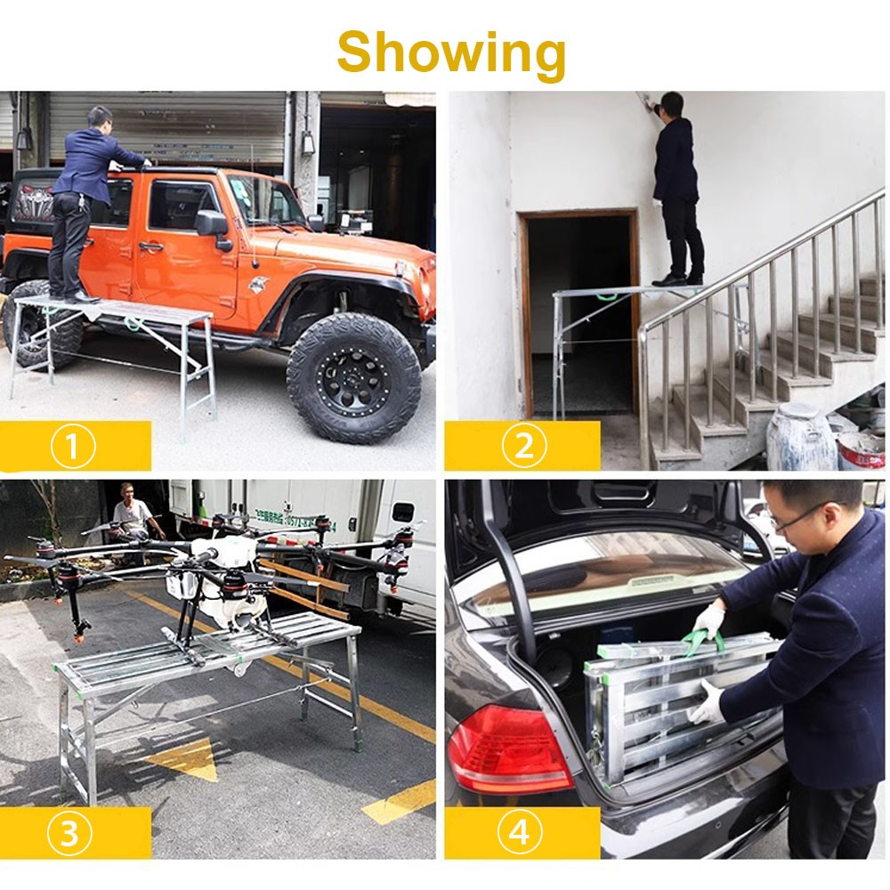 Heavy Duty Steel Hop Up Step Ladder Folding Stool Work Bench Platform 1400mm UK — image 2
