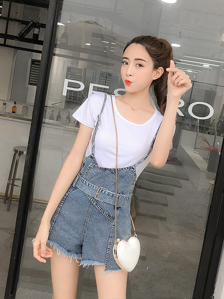 T-shirt Tops Cowgirl Suspenders Jumpsuit High Shorts