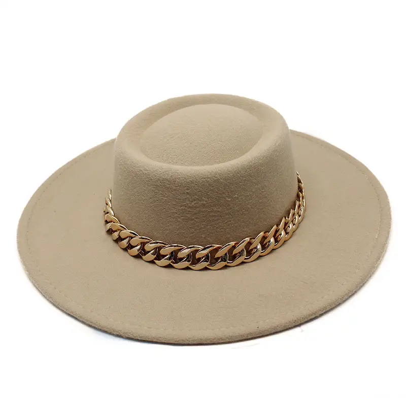 British Elegance Round Concave Flat Top Woolen Hat